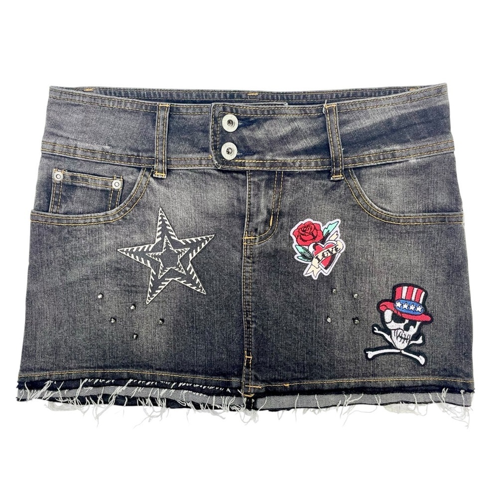 Sexy Punk Rock Denim Mini Skirt XS Custm by Madz  Goth Metal Festival Outfit - Picture 6 of 16